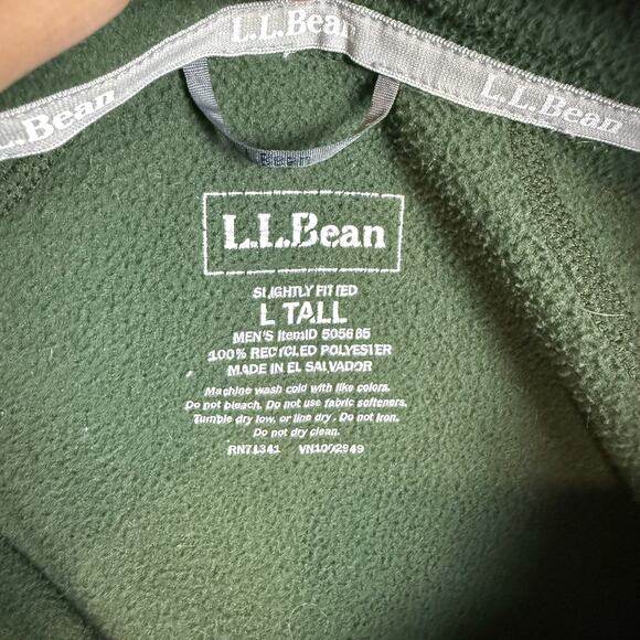 L.L.Bean Sweatshirt Mens Large Green Slightly Fitted Fleece Full Zip Mock Neck - Picture 6 of 10